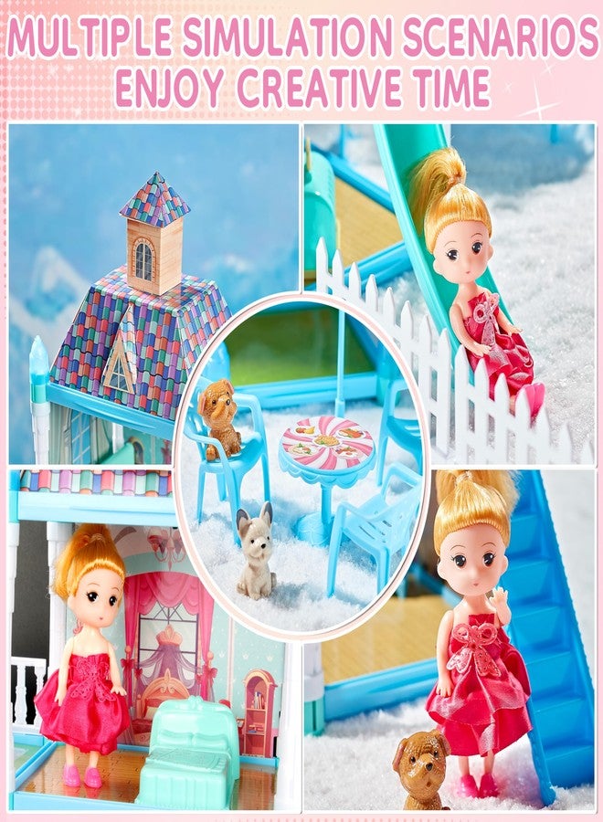 Seifar Doll House Playset for Kids Girls, 4 Storey, 13 Rooms, 2 Dolls & 2 Puppies, Furniture & Accessories for 5,6,7,8 Year Old Girls (Blue) - Image 4